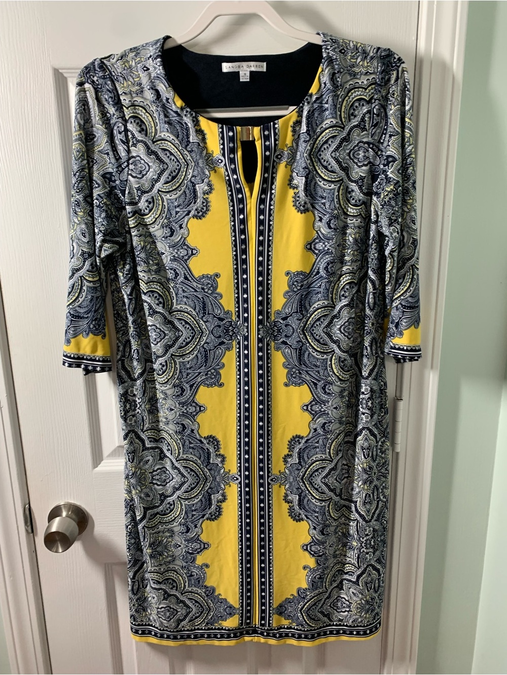 Sandra Darren Yellow & Navy Paisley Dress